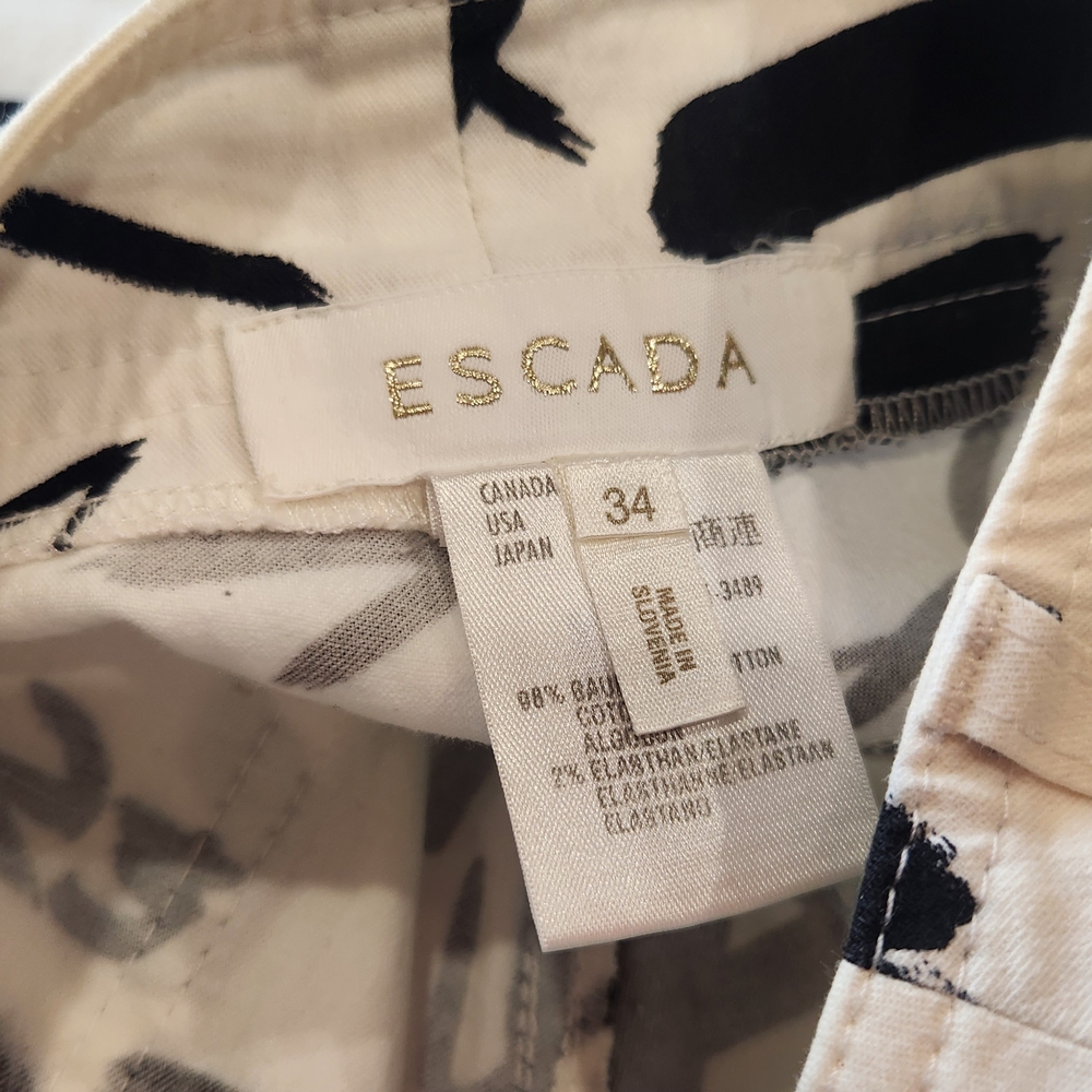 Escada White and Black Logo Pants 34 WAIST - Picture 3 of 8